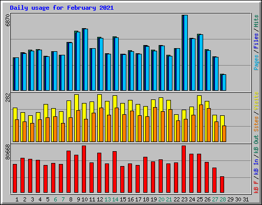 Daily usage for February 2021