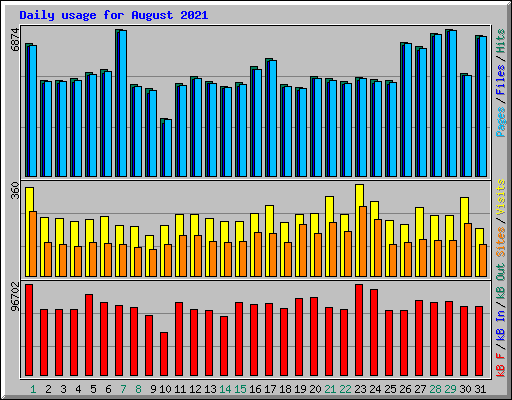 Daily usage for August 2021