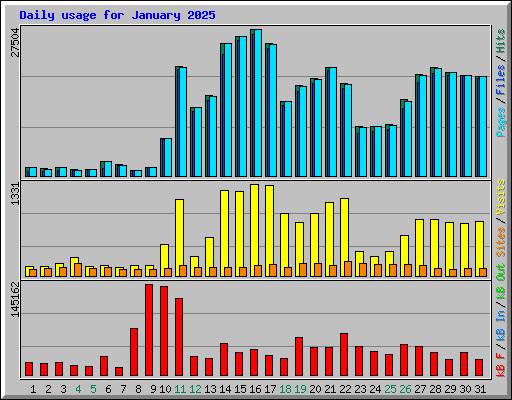 Daily usage for January 2025