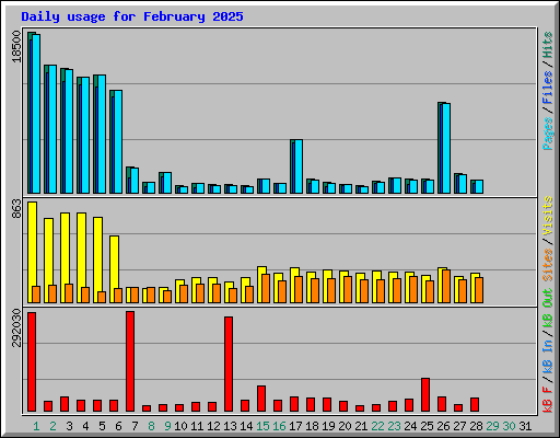 Daily usage for February 2025